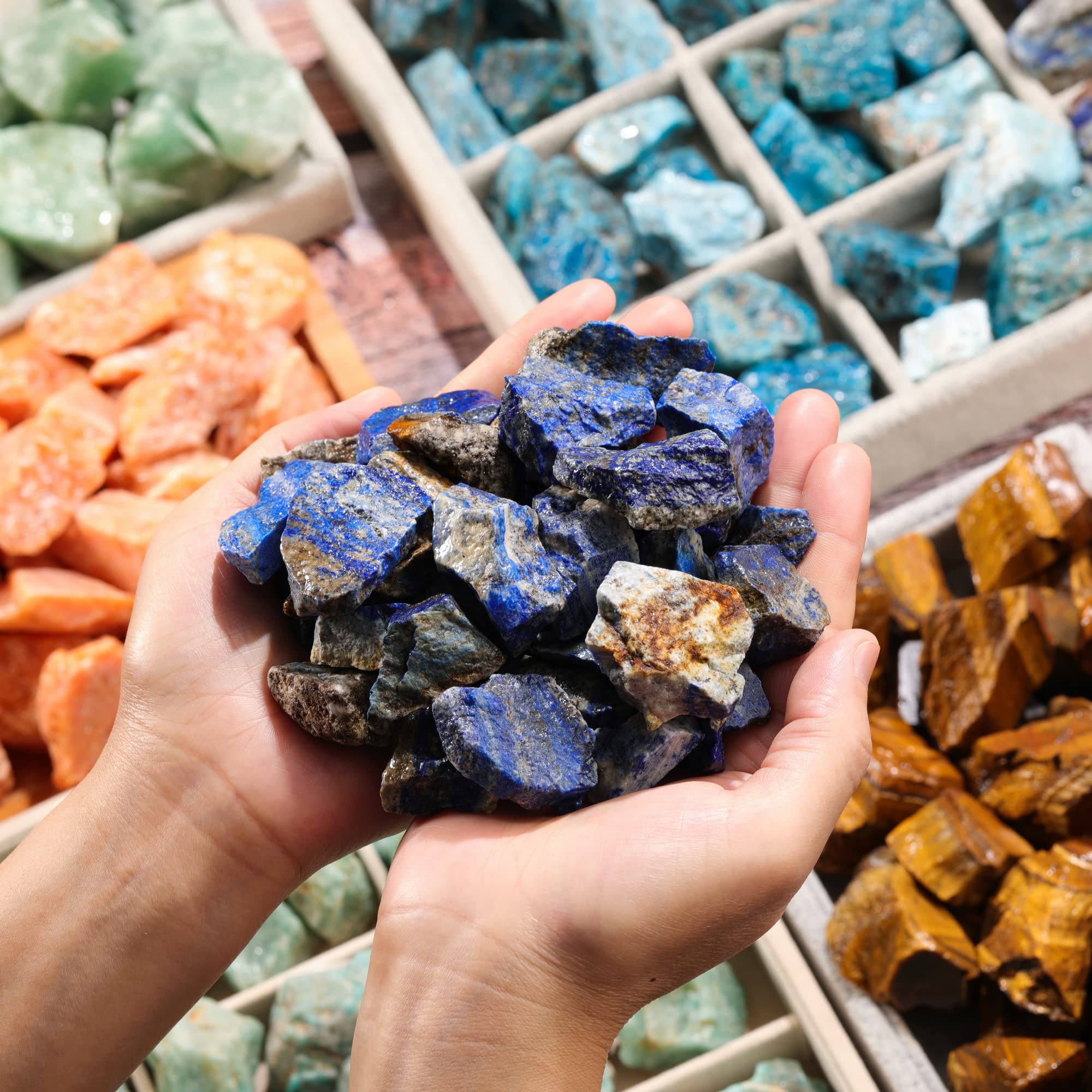 Bulk Lapis Lazuli Healing Crystals Large 1" Natural Raw Stones Crystal for Reiki Healing, Wicca, witchcraft, Tumbling, Cabbing, Fountain Rocks, Decoration, Polishing