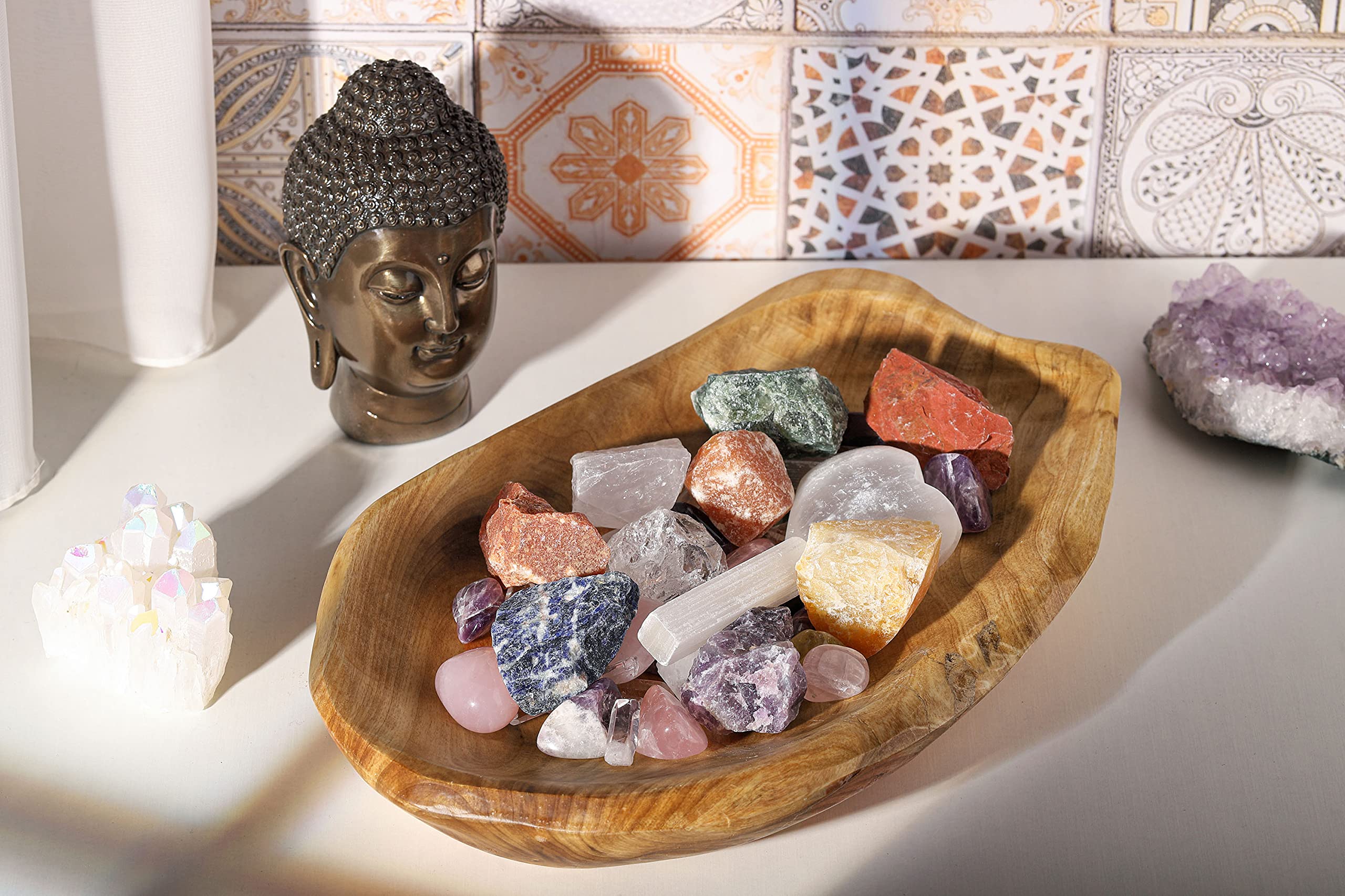 Bulk Mixed Crystals Healing Crystals Large 1" Natural Raw Stones Crystal for Reiki Healing, Wicca, witchcraft, Tumbling, Cabbing, Fountain Rocks, Decoration, Polishing